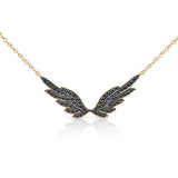 WHITE DIAMOND SET IN WHITE GOLD ANGEL WING NECKLACE