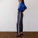 Silk Stripe Crop Pant