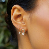 OVAL DROP DIAMOND MINI HUGGIE EARRING