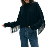CASHMERE BLEND LUXE FRINGE CREW