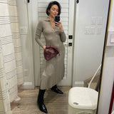 Merino Cashmere Ribbed Polo Dress