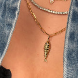 GOLD AND DIAMOND FISH CHARM