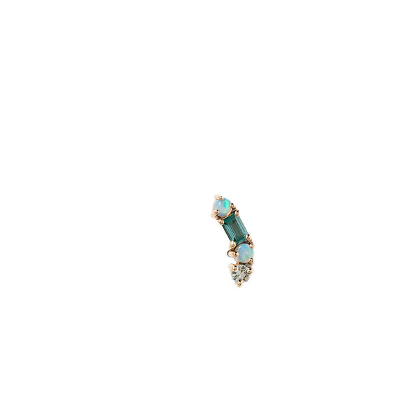 Opal & Tourmaline Crescent Pillar Earring