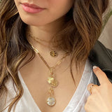DIAMOND & MOTHER OF PEARL COMPASS W JAGGED EDGE
