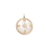 DIAMOND & MOTHER OF PEARL COMPASS W JAGGED EDGE