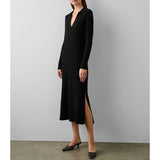 Merino Cashmere Ribbed Polo Dress