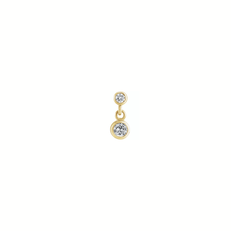 White Sapphire + Diamond Two-Stone Earring