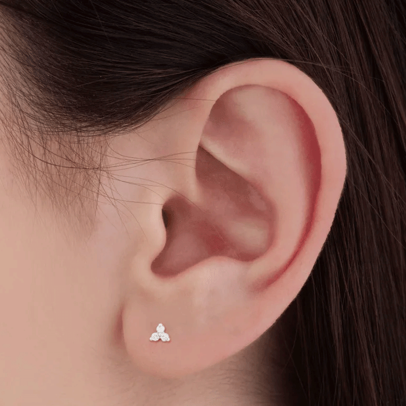 Diamond Trinity Threaded Stud Earring