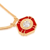 14K GOLD AND DIAMOND ENAMEL ART DECO NECKLACE