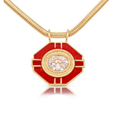 14K GOLD AND DIAMOND ENAMEL ART DECO NECKLACE