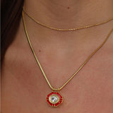 14K GOLD AND DIAMOND ENAMEL ART DECO NECKLACE