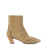 HARLAN EMBROIDERED KICKED HEEL ANKLE BOOT