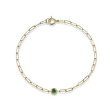 CLASSIQUE EMERALD BIRTHSTONE PAPERCLIP BRACELET