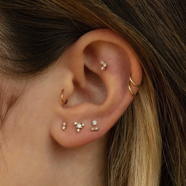 Diamond Burst Earrings - Flat Back