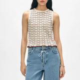 cotton blend pointelle stitch tank