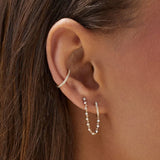 Diamond Mini Huggie & Prong Set Chain Stud Earring