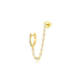 Diamond Mini Huggie & Prong Set Chain Stud Earring