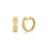 Diamond Multifaceted Gold Hoop Earrings