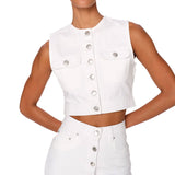 White Button Vest