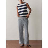 THE COTTON GINGHAM CROP STRIPE PANT