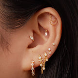 Invisible Set Diamond Dangle Threaded Stud Earring