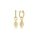 GOLD FRAME MARQUISE DIAMOND HUGGIE CHARM ON DIAMOND MINI HUGGIE EARRING