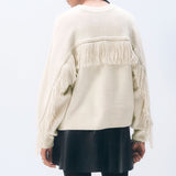 CASHMERE BLEND LUXE FRINGE CREW