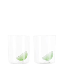 2 GIN AND TONIC GLASSES CLEAR/GREEN