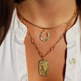 14K GOLD CLOVER HORSESHOE PENDANT