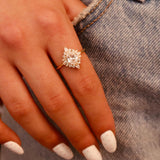 14K GOLD DECO BALLERINA OVAL LAB DIAMOND RING