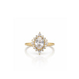 14K GOLD DECO BALLERINA OVAL LAB DIAMOND RING