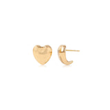 14K GOLD PUFFY HEART STUD EARRINGS