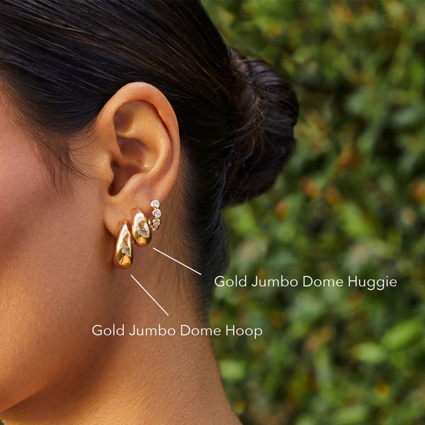 GOLD JUMBO DOME HOOP EARRINGS