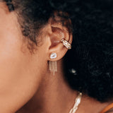 MÉLIA FRINGE PEAR STUD CHECKERBOARD CLEAR TOPAZ