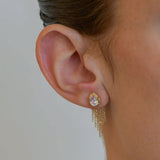 MÉLIA FRINGE PEAR STUD CHECKERBOARD CLEAR TOPAZ