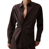 MILA LONG SLEEVE BUTTON DOWN WRAP TOP
