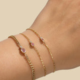 Mini Olympia Oval Station Bracelet in Pink Sapphire on Lorelai Chain