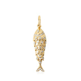 GOLD AND DIAMOND FISH CHARM