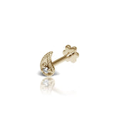 Diamond Paisley Threaded Stud Earring