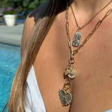 LARGE GOLD FLUTED HEART CHARM 30MM ORIGINAL (NO INITIALS)