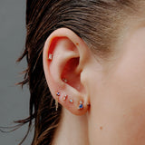 SAPPHIRE AND DIAMOND CLUSTER EARRING