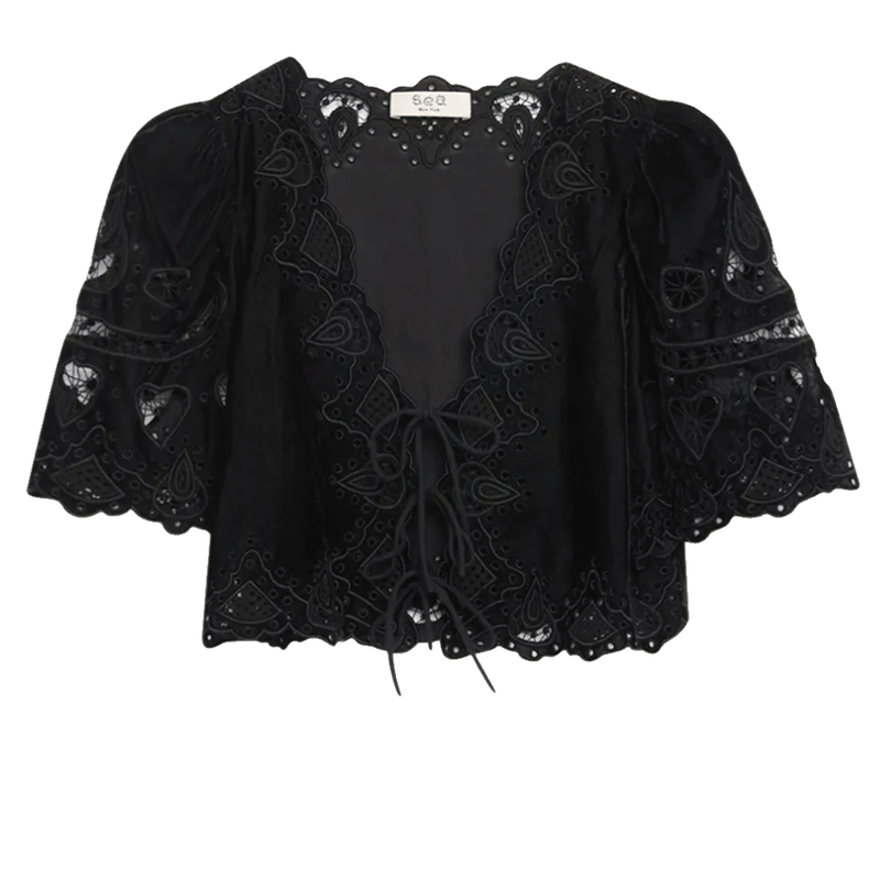 ELIANA EMBROIDERY TIE FRONT TOP