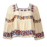 NAN SILK EMBROIDERY SQUARED NECK TOP