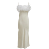 Boheme Slip Dress with  Feathers