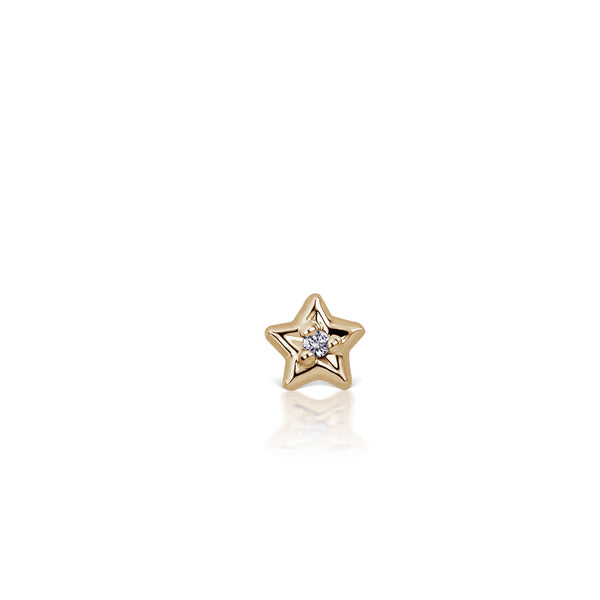 Diamond Solitaire Star Threaded Stud Earring