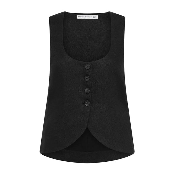 Black Stanze scoop-neck linen waistcoat