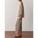 SILK STRIPE CROP PANT