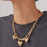 Padlock Triple Heart Pendant Necklace