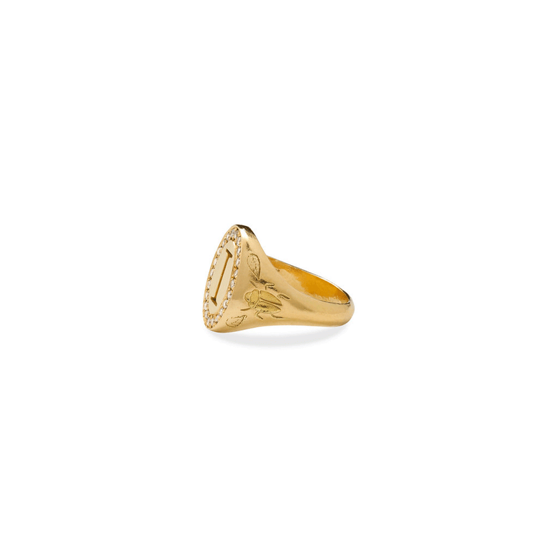 Scarab Signet Ring - with Diamonds