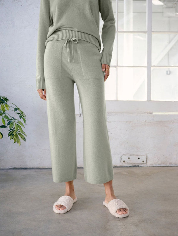 Cashmere Cropped Wide Leg Pant